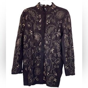 NWT- Carole Little 100 % Wool Embroidered Jacket. Size XL
